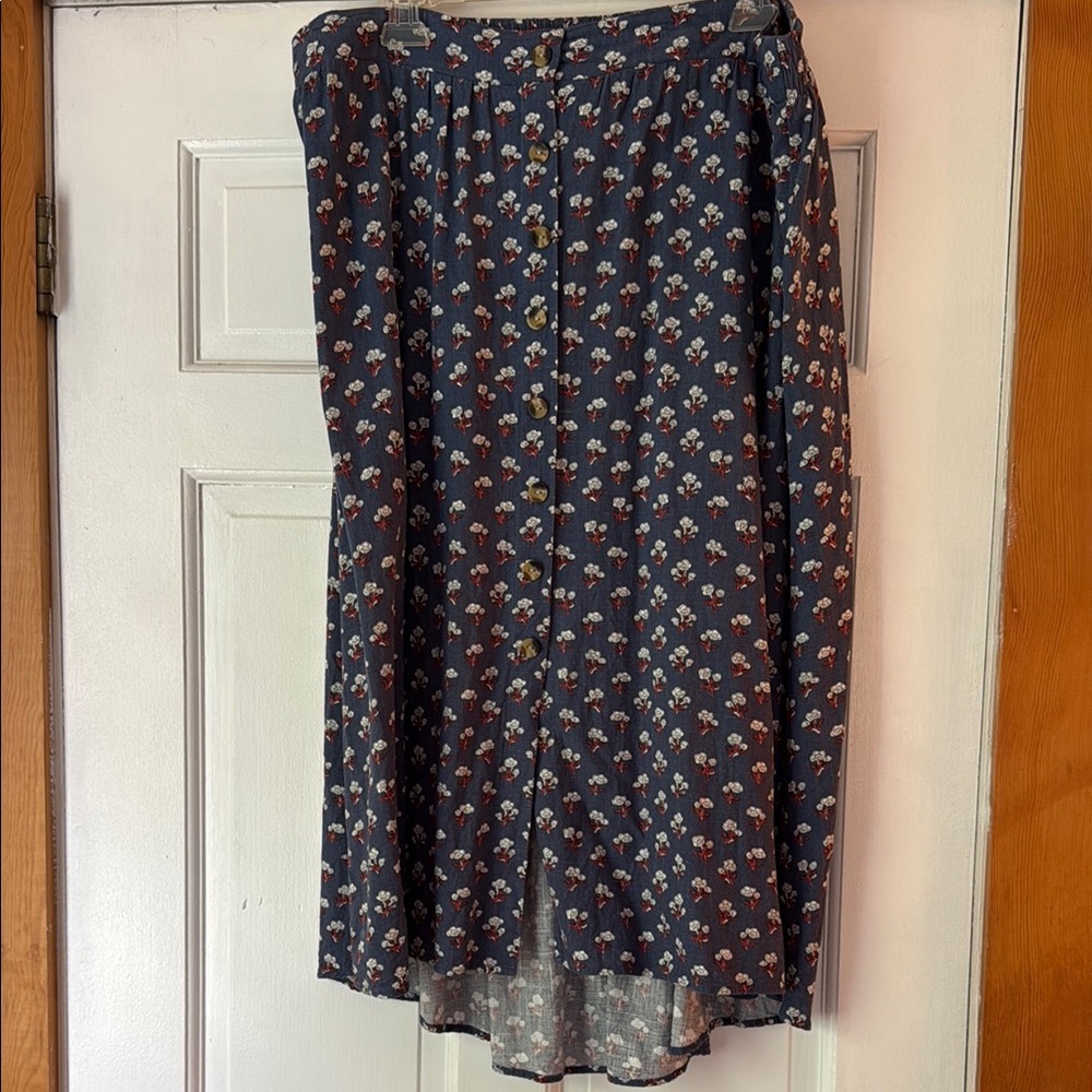 Sonoma Now + Gen Blue Floral A-Line Skirt